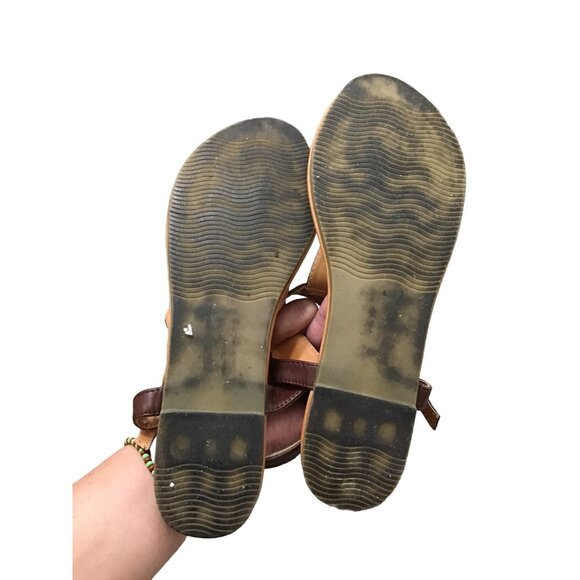 BROWN WOMEN'S STRAP LEATHER UPPER SANDAL SIZE 9 - Picture 6 of 6